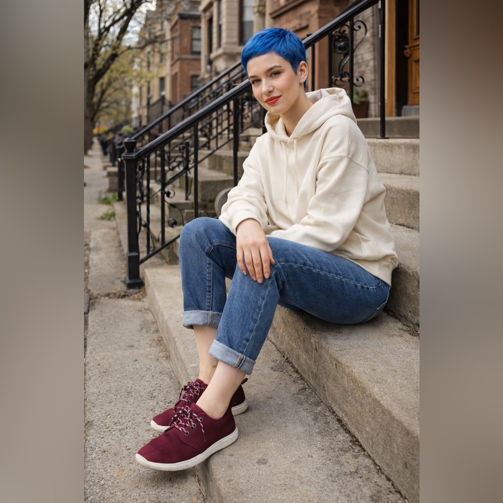 Toms Women’s Size 7 Maroon Burgundy Cherry Cola Red Wine Lace up Canvas Sneakers